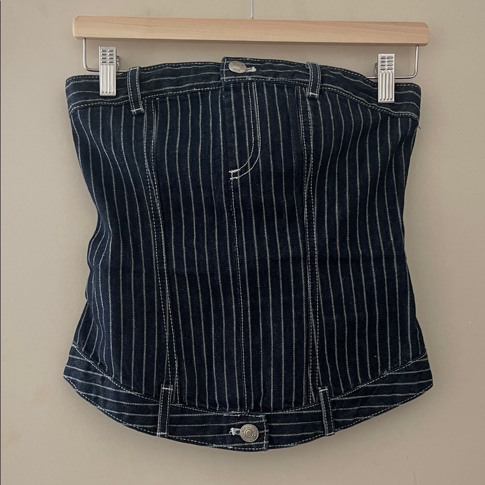Zara Striped Denim Corset Top